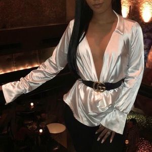 Champagne satin shirt